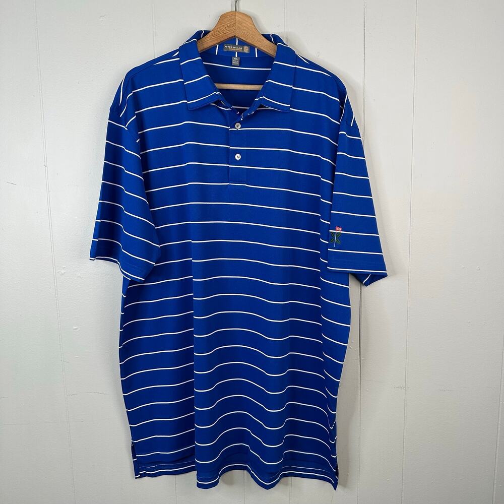 Peter Millar Summer Comfort XXL Blue Striped Golf Polo 13th Hole Leaf Classic